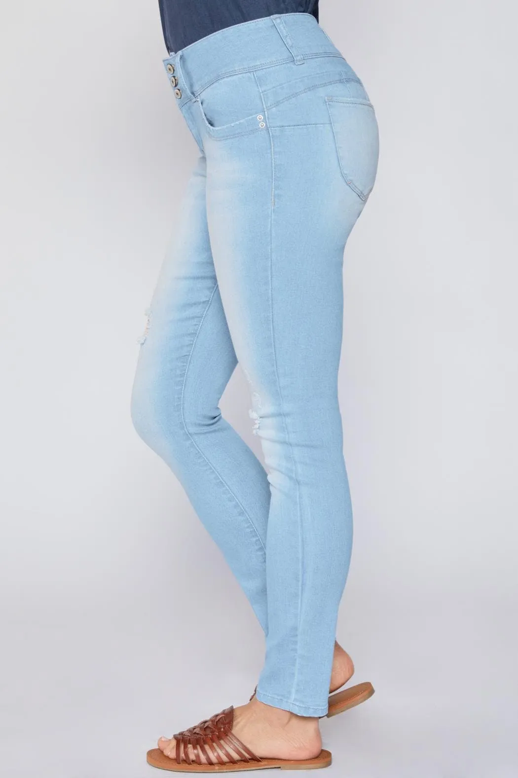 Women's WannaBettaButt 3 Button Skinny Sustainable Jean sold by YMI product image thumbnail 3