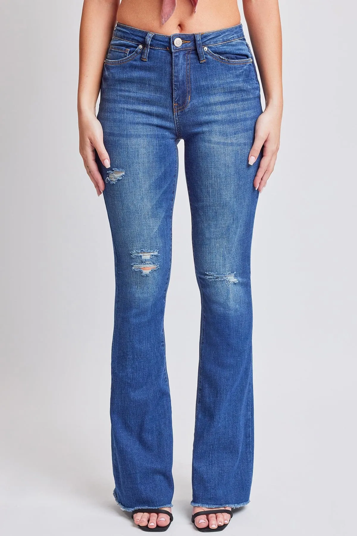 Women's High Rise Flare Jeans With Frayed Hem sold by YMI product image thumbnail 2