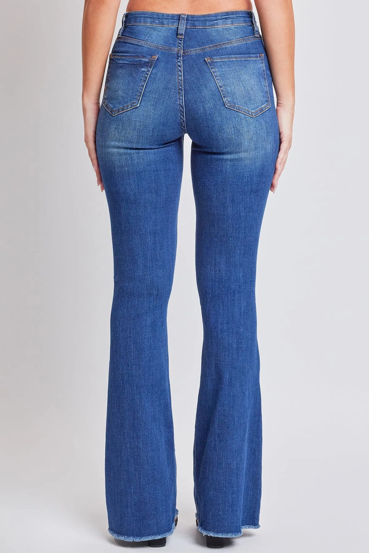 Women's High Rise Flare Jeans With Frayed Hem sold by YMI product image thumbnail 4