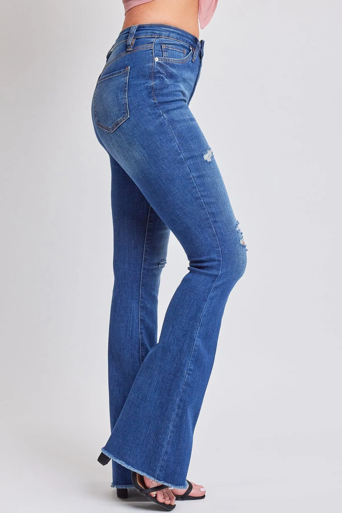 Women's High Rise Flare Jeans With Frayed Hem sold by YMI product image thumbnail 3