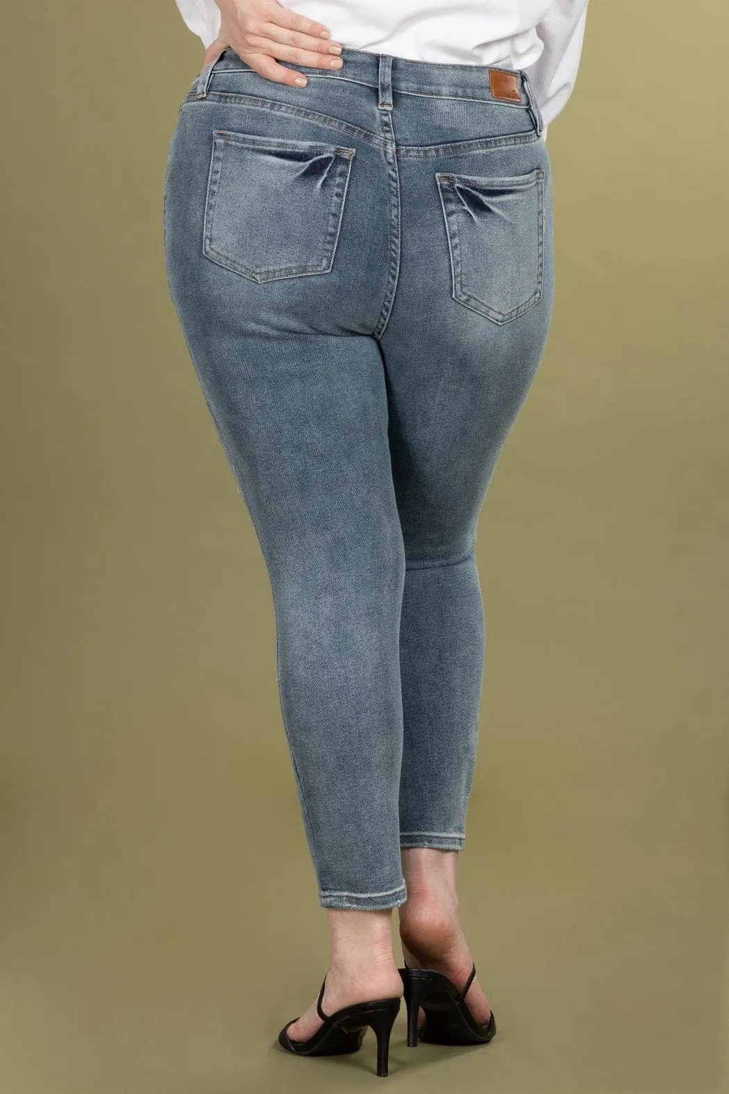 Women's Plus Size Vintage Dream High Rise Ankle Jean With Slight Distressing sold by YMI product image thumbnail 4