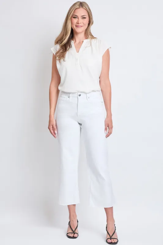 Women's High Rise Wide Leg Crop Raw Hem Jean sold by YMI