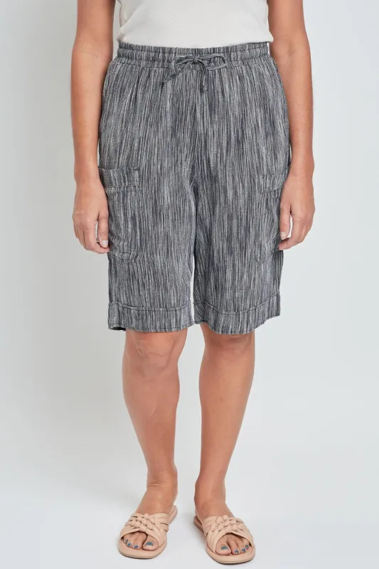 Women's Elastic Waist Bermuda With Big Patch Pockets sold by YMI