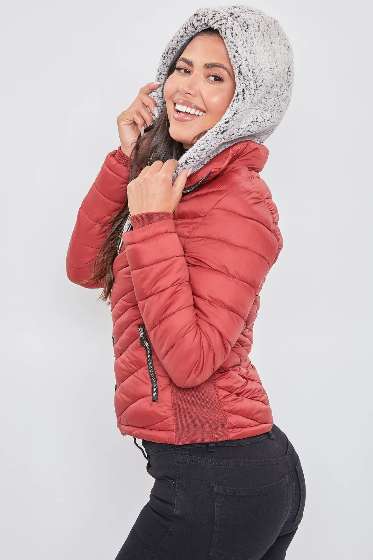 Women's Winter Puffer Jacket With Sherpa Fur Hoodie sold by YMI product image thumbnail 4