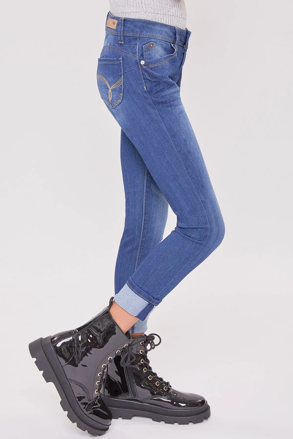 Girls WannaBettaFit Cuffed Denim Skinny Jeans sold by YMI product image thumbnail 4