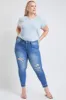 Women's Plus Size Sustainable High Rise Skinny Ankle Jeans sold by YMI