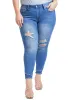 Women's Plus Size Sustainable High Rise Skinny Ankle Jeans sold by YMI