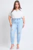 Women's Plus Size Sustainable High Rise Skinny Ankle Jeans sold by YMI
