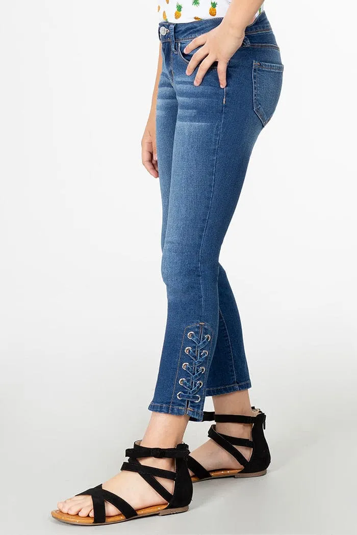 Girls Denim Ankle Jeans with Side Slit sold by YMI product image thumbnail 3