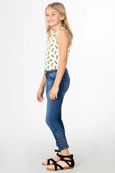 Girls Denim Ankle Jeans with Side Slit sold by YMI