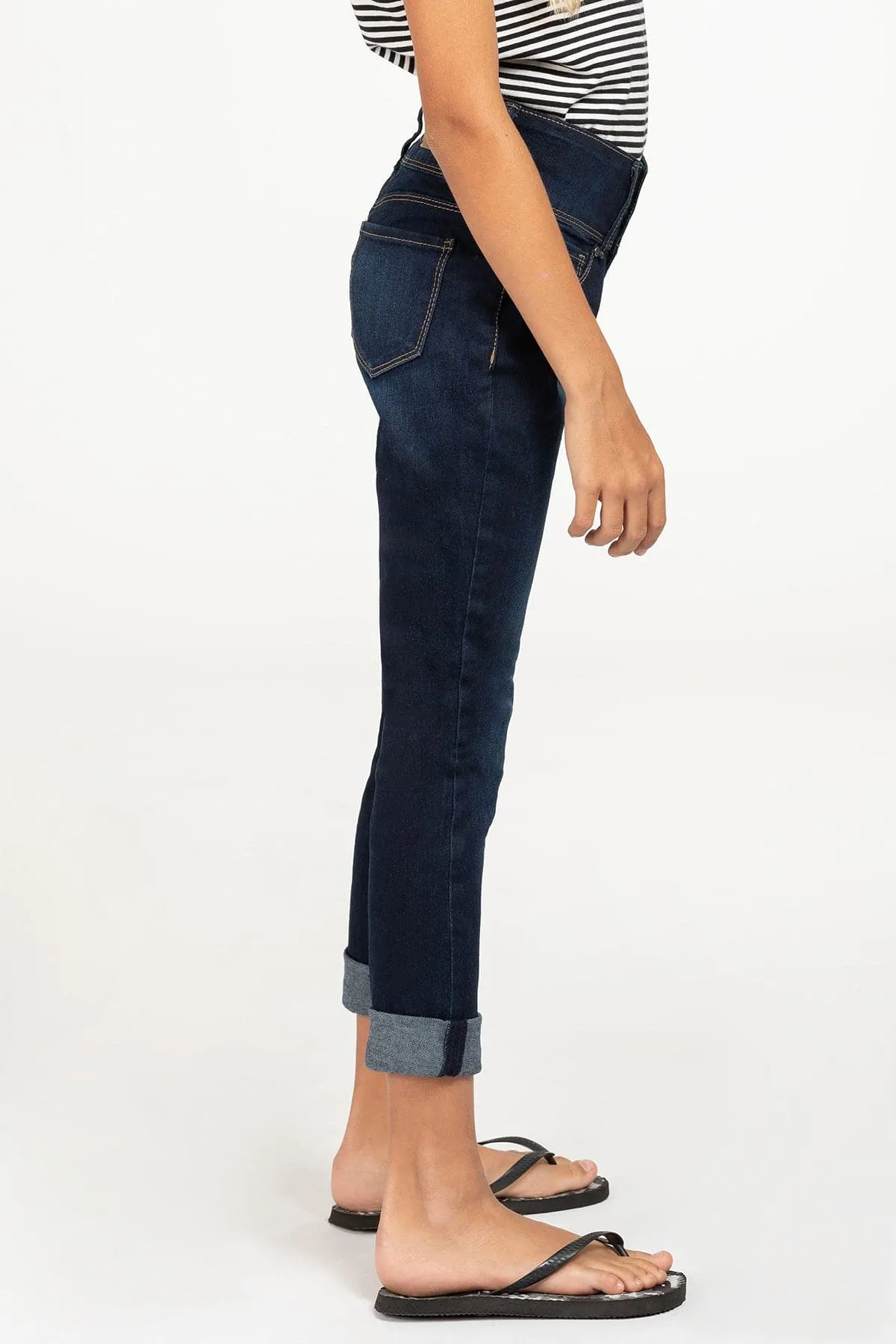 Girls Essential 3-Button Denim Skinny Jeans with Rolled Cuffs sold by YMI product image thumbnail 3