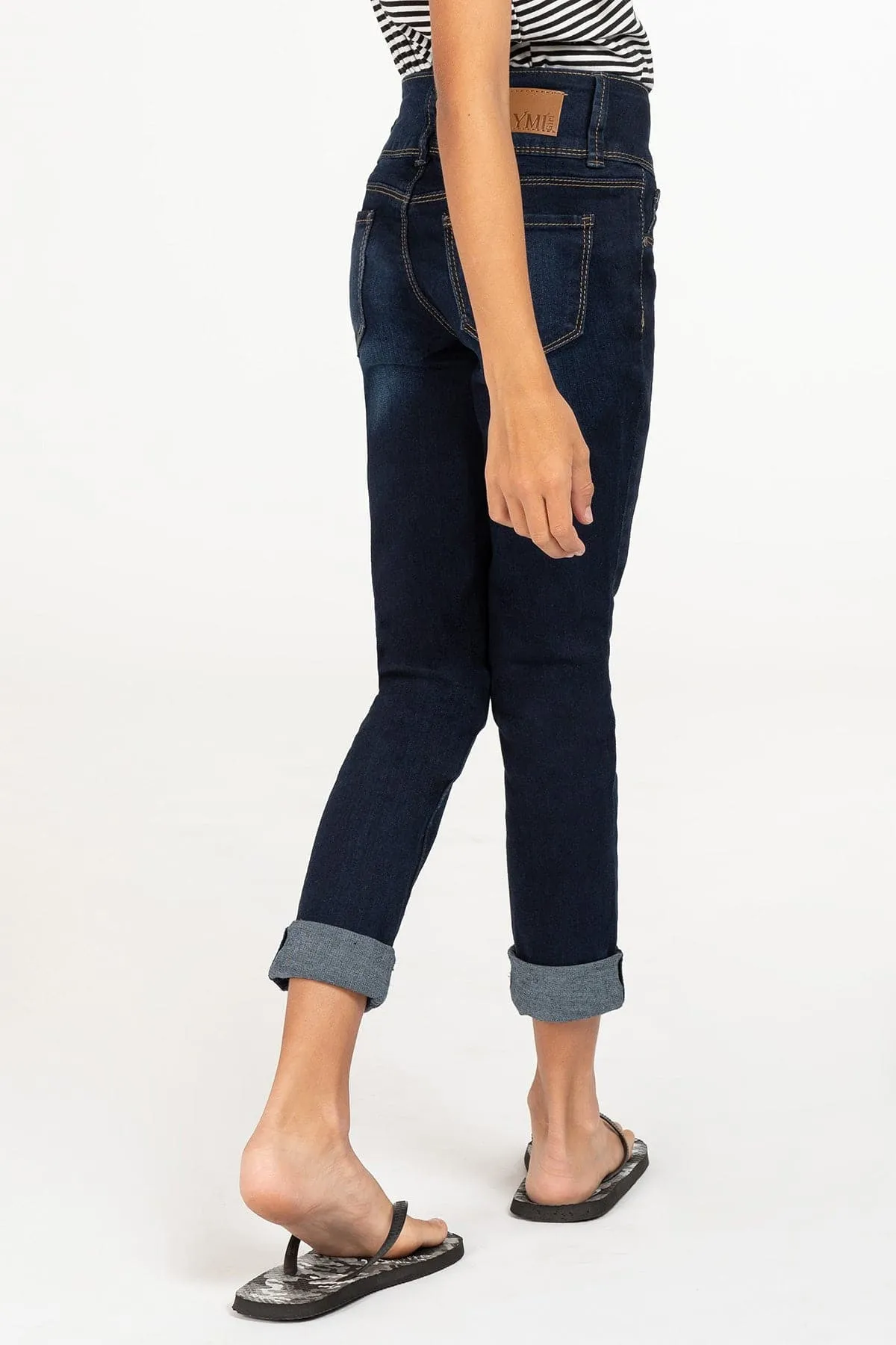 Girls Essential 3-Button Denim Skinny Jeans with Rolled Cuffs sold by YMI product image thumbnail 4