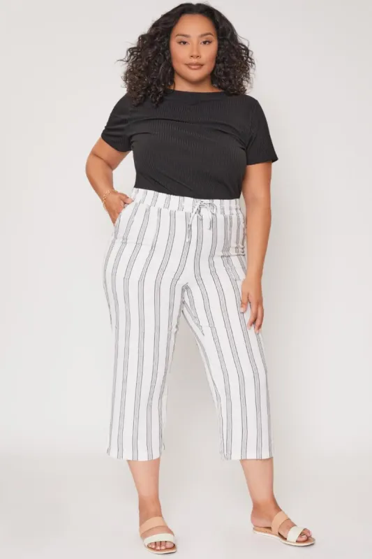 Women's Plus Size Linen Elastic Waist Flood sold by YMI