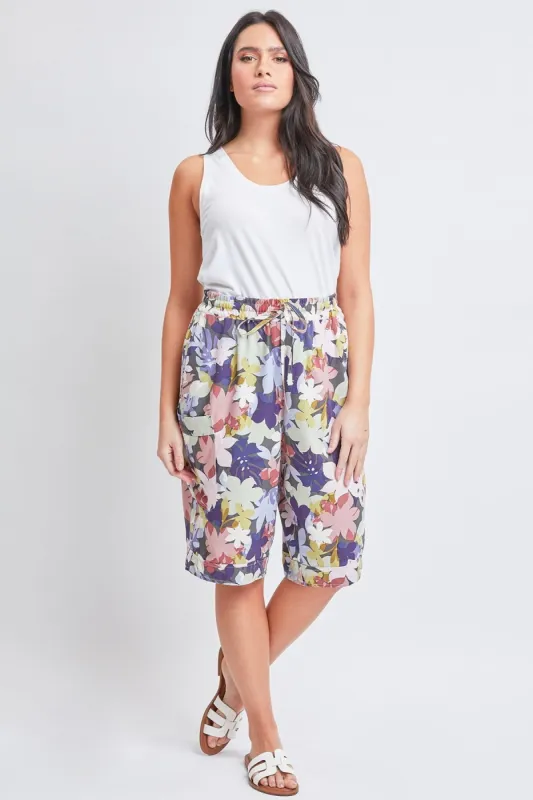 Women's Elastic Waist Bermuda With Patch Pockets sold by YMI