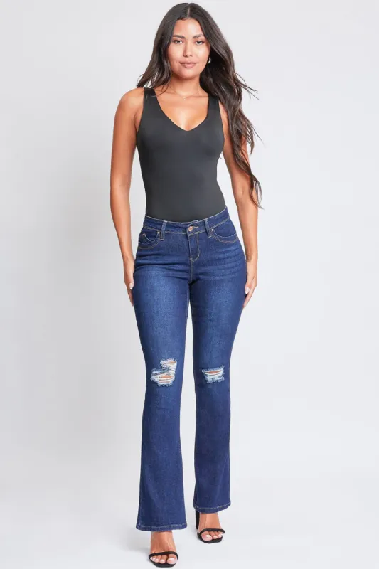 Women's WannaBettaButt Mid Rise Bootcut Jeans sold by YMI