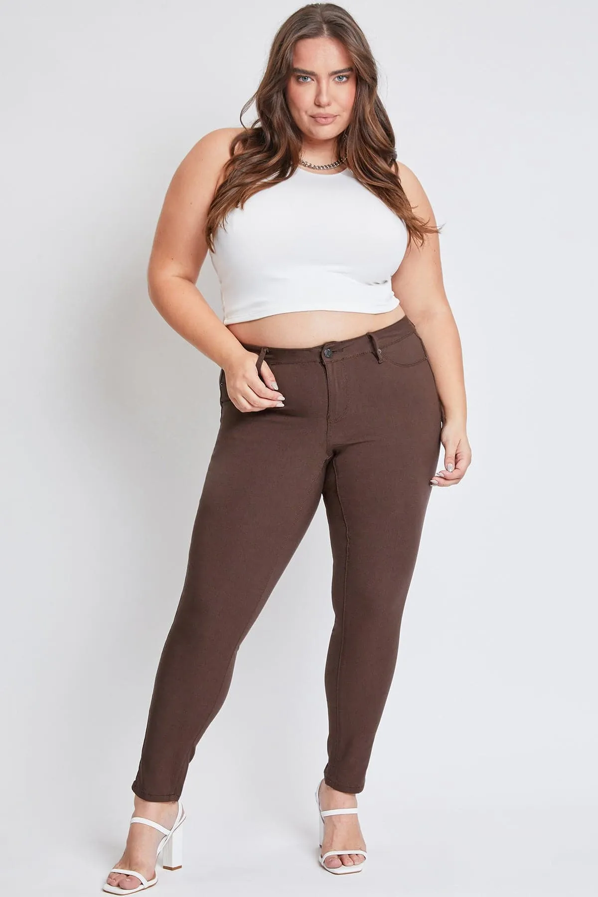 Women's Plus Hyperstretch Skinny Pants, Cocoa sold by YMI product image thumbnail 5