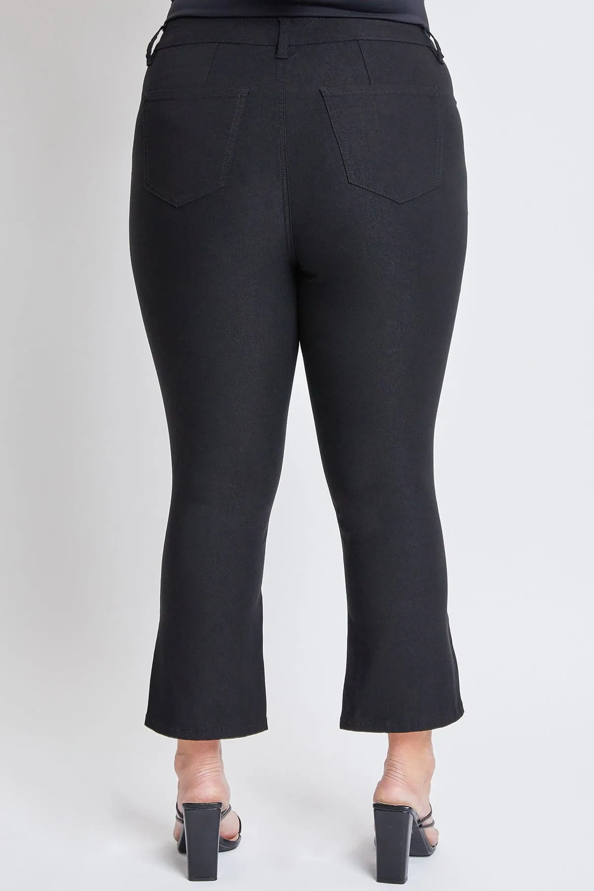 Women's Plus Hyperstretch Cropped Kick Flare Pants, Black sold by YMI product image thumbnail 4
