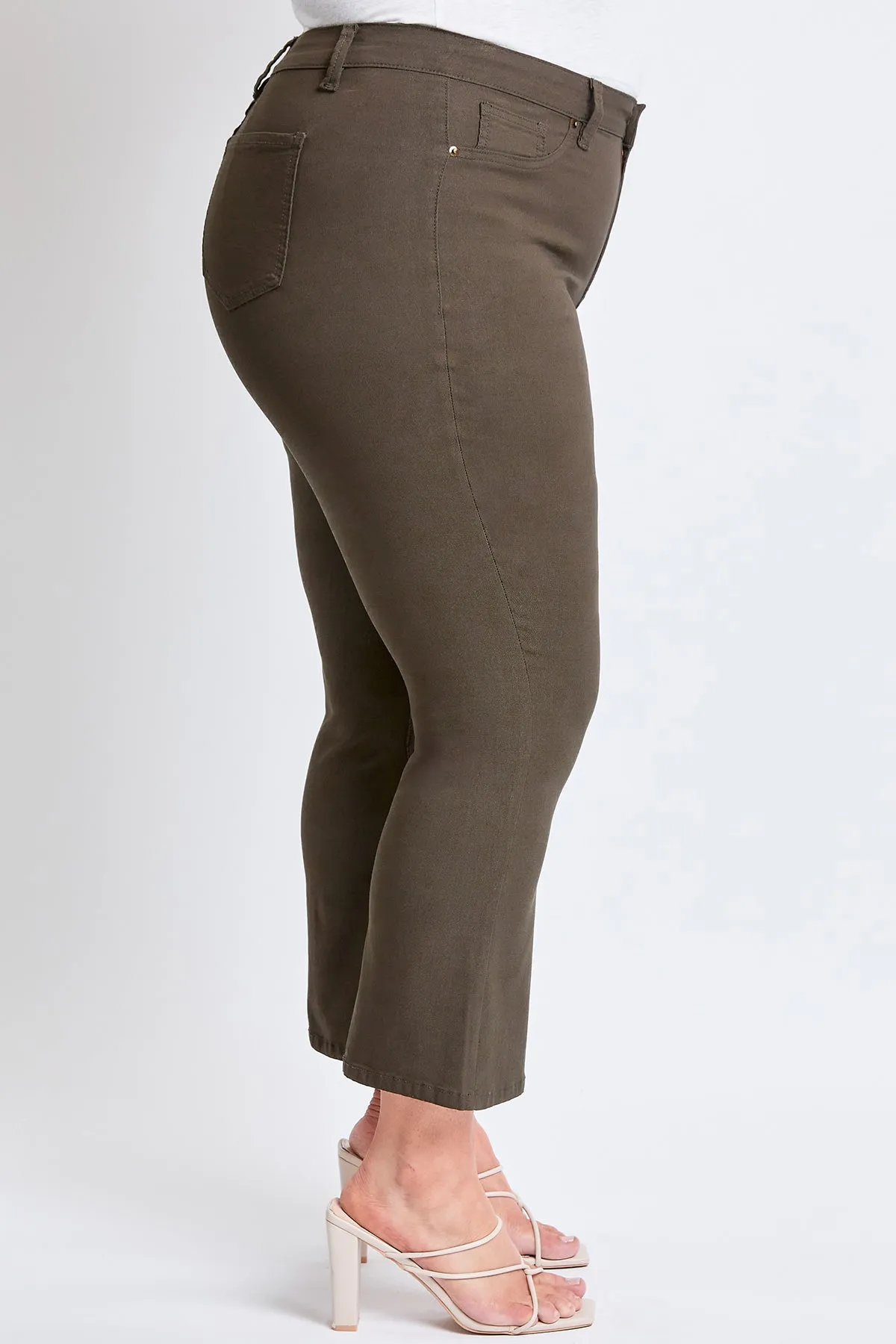 Women's Plus Hyperstretch Cropped Kick Flare Pants, Dark Olive sold by YMI product image thumbnail 3