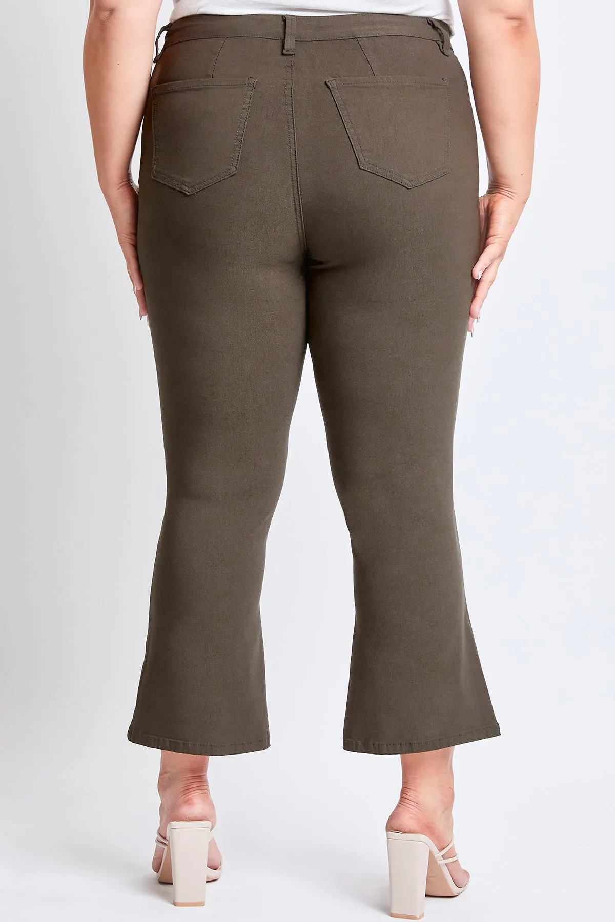 Women's Plus Hyperstretch Cropped Kick Flare Pants, Dark Olive sold by YMI product image thumbnail 2