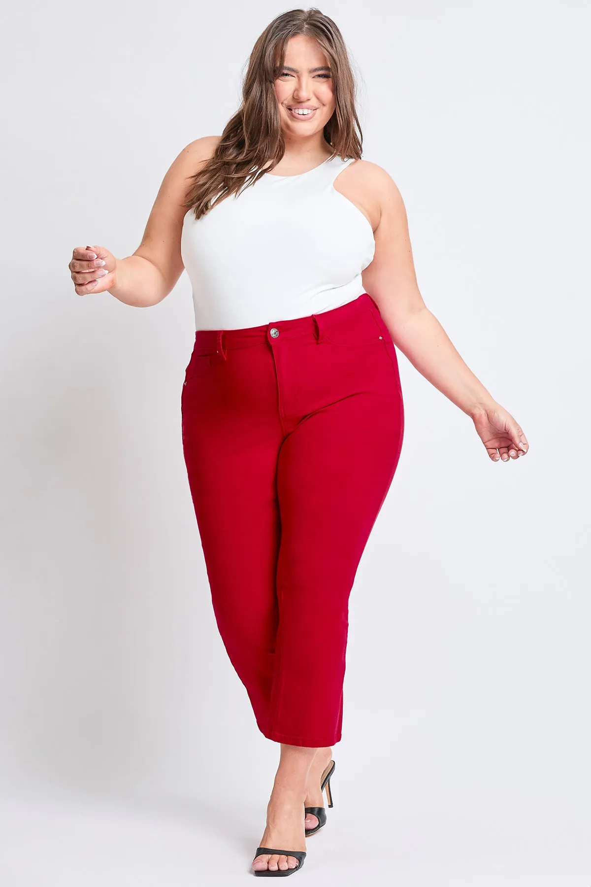 Women's Plus Hyperstretch Cropped Kick Flare Pants, Ruby Red sold by YMI product image thumbnail 5