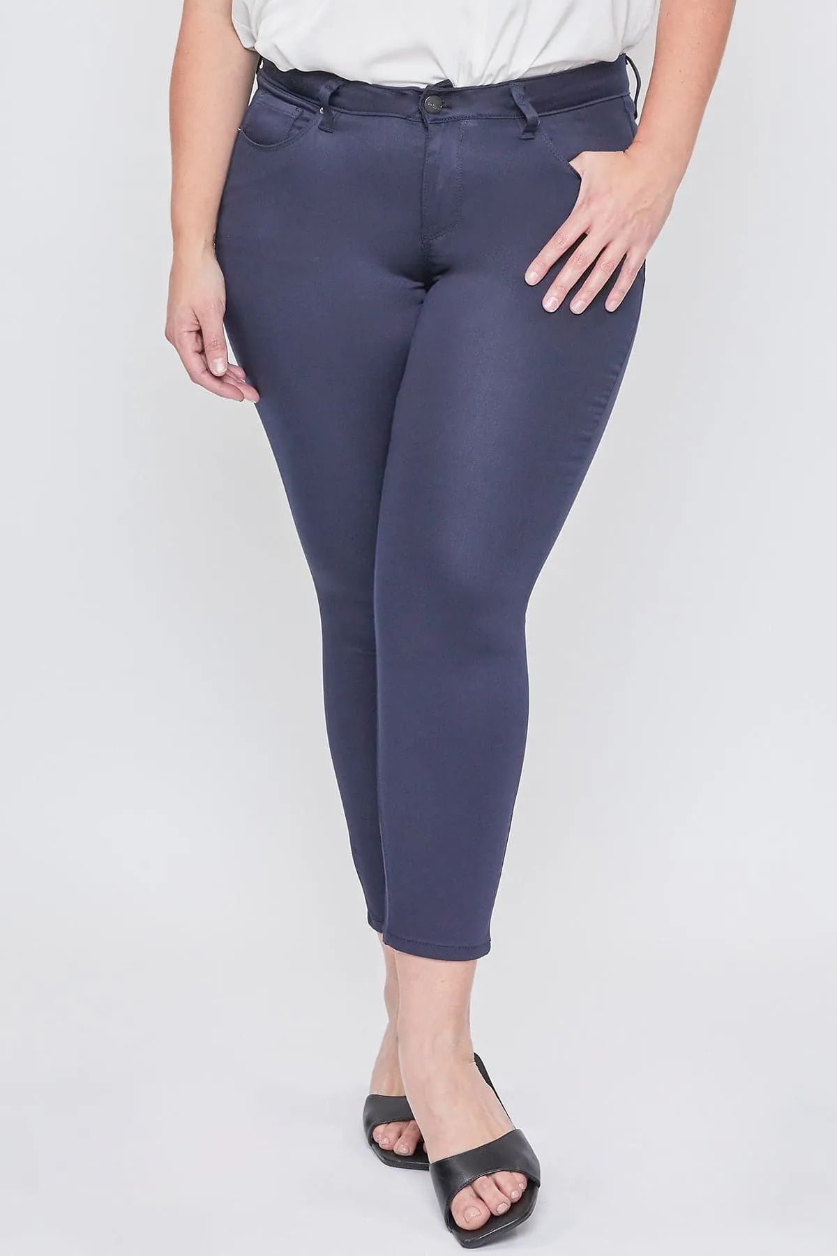 Women's Plus Size Mid Rise Hyperstretch Ankle Pants, Navy sold by YMI product image thumbnail 2