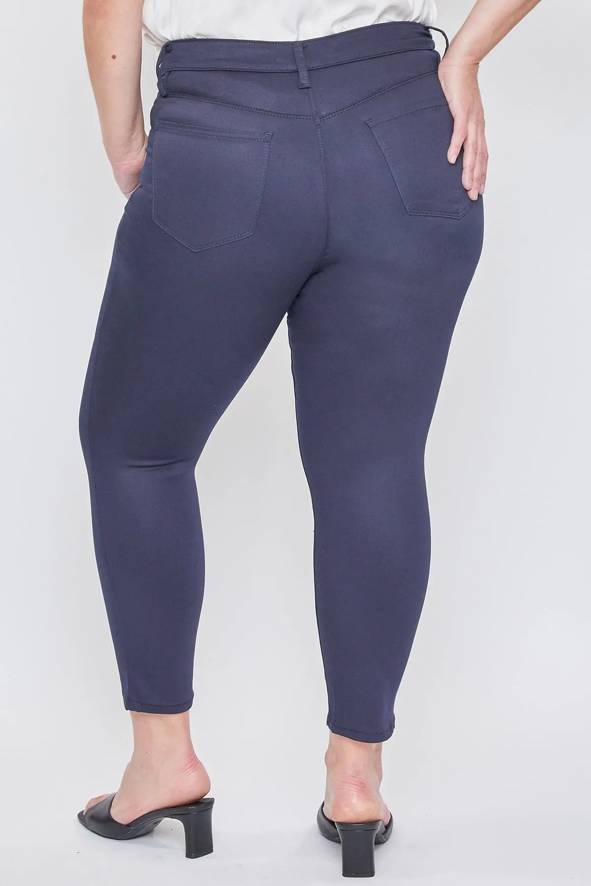 Women's Plus Size Mid Rise Hyperstretch Ankle Pants, Navy sold by YMI product image thumbnail 3
