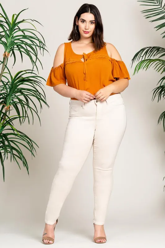 Women's Plus Size Hyperstretch  Skinny Pants, Champagne sold by YMI