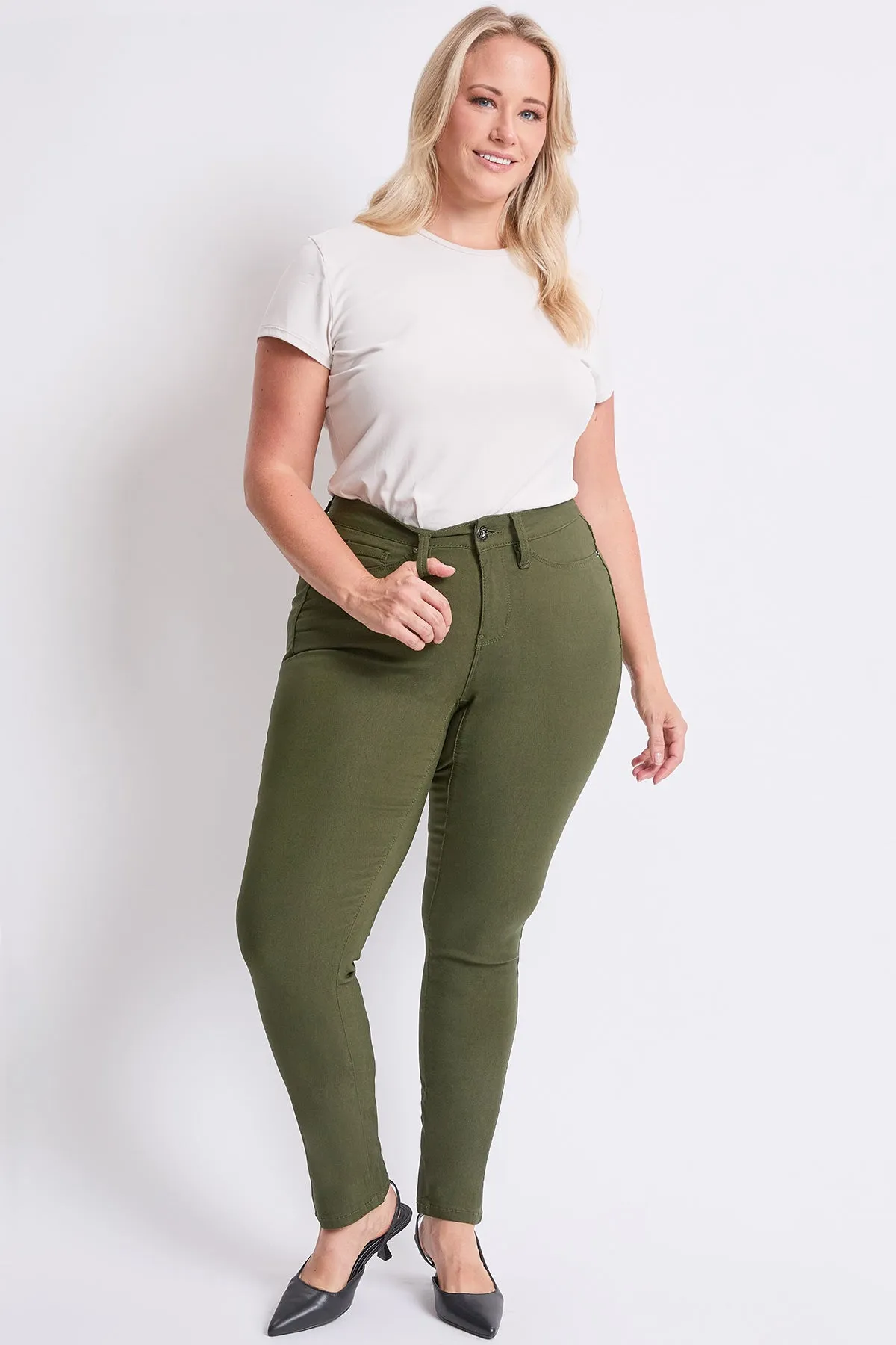 Women's Plus Size Hyperstretch Skinny Pants, Cypress sold by YMI