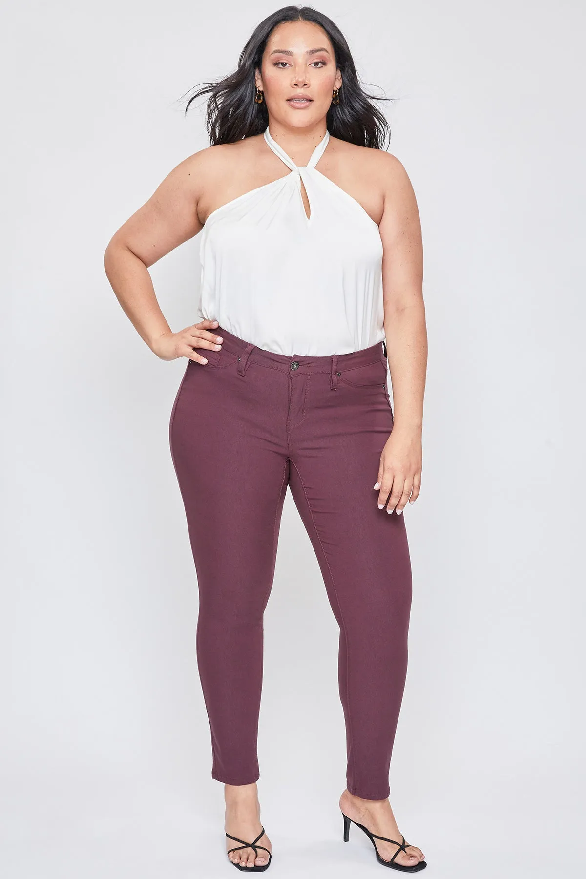 Women's Plus Size Hyperstretch Skinny Pants, Plum sold by YMI