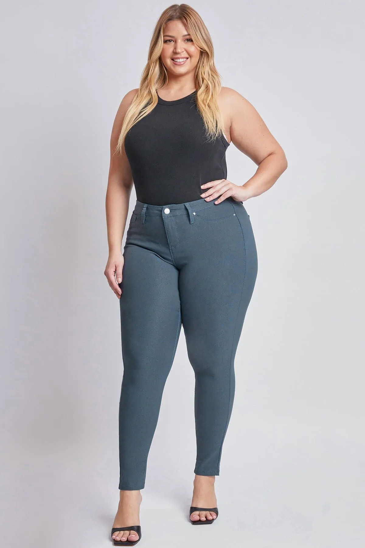 Women's Plus Size Hyperstretch Skinny Pants, Cadet Blue sold by YMI
