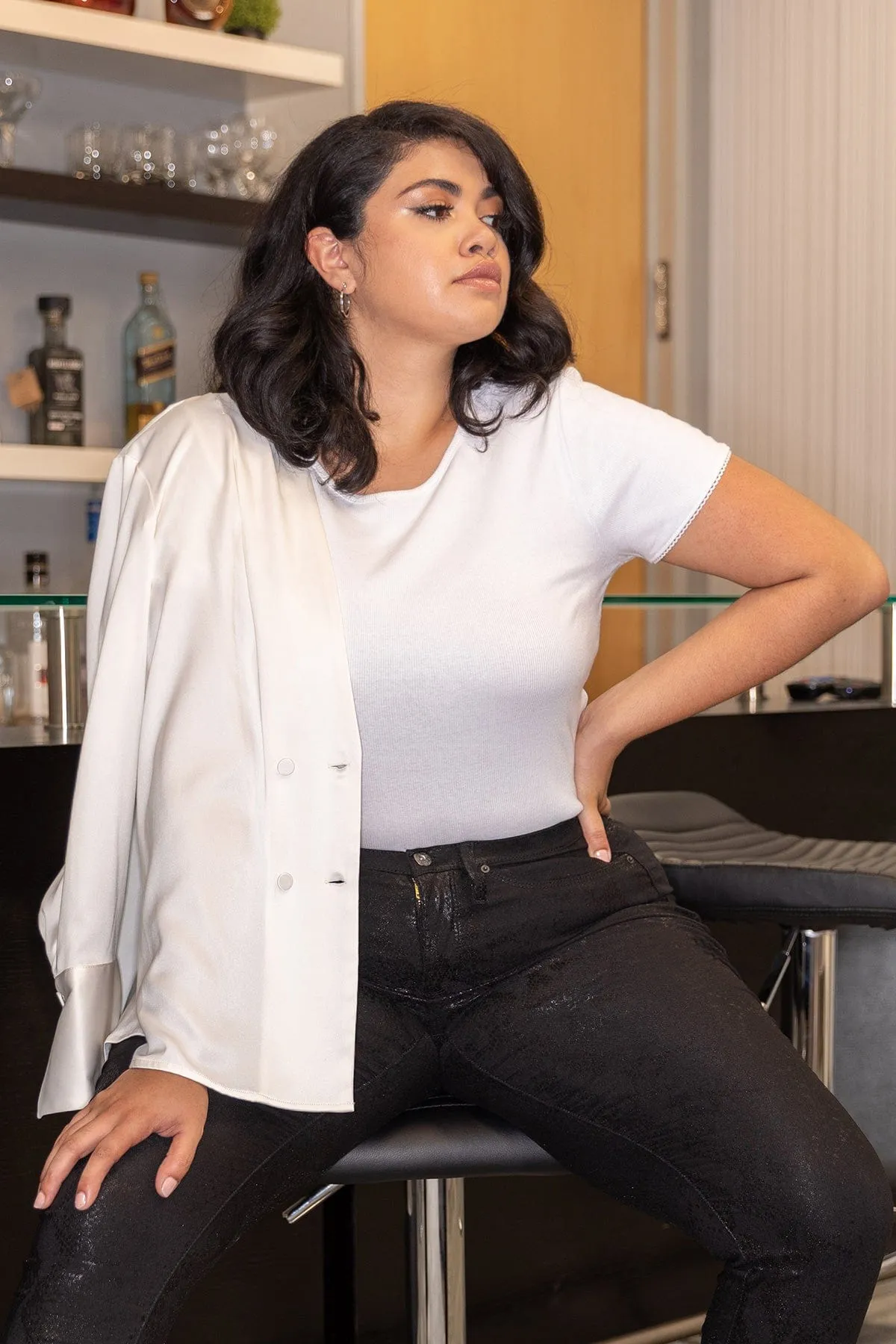 Women's Plus Size Hyperstretch Skinny Pants, Coated Snake sold by YMI