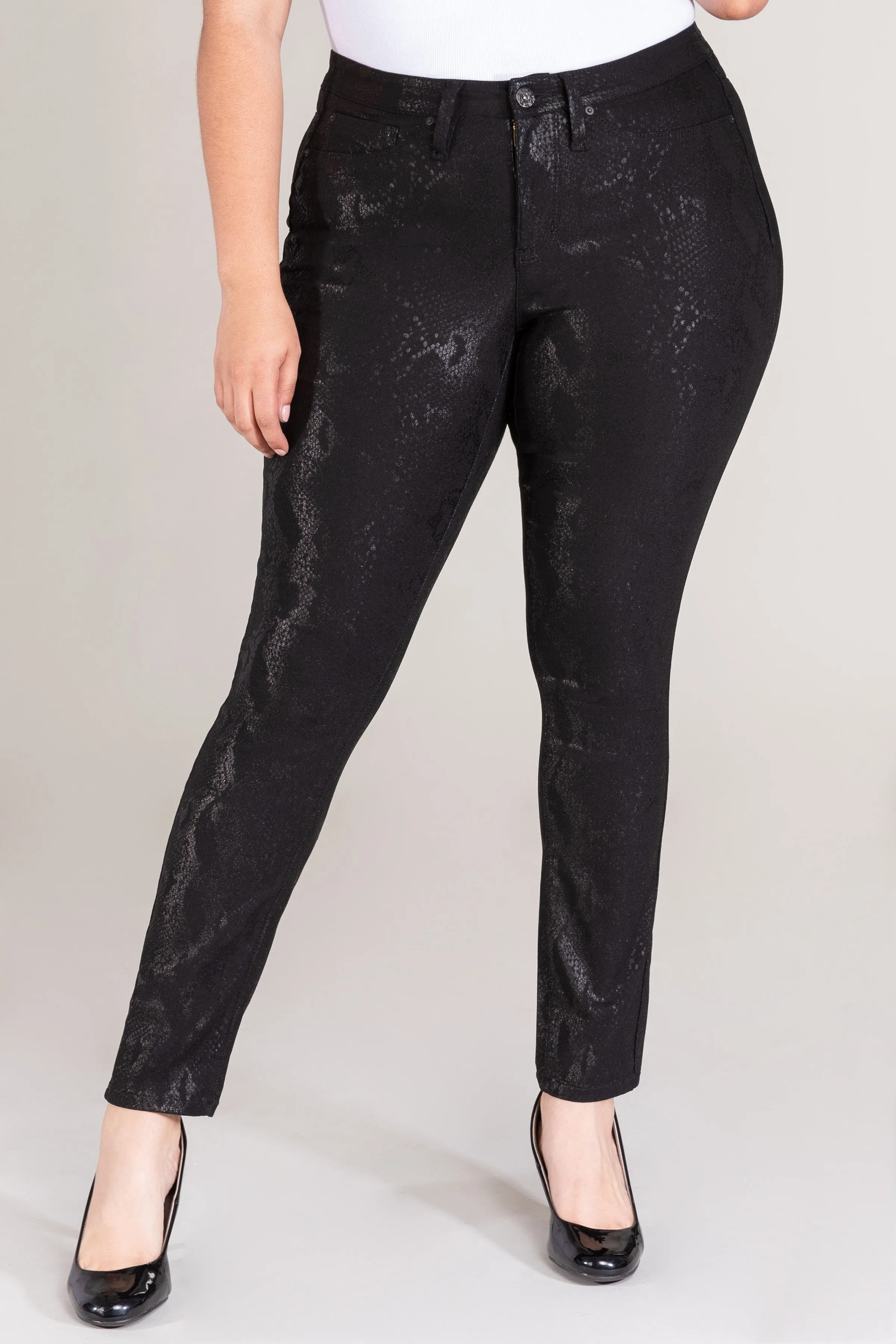 Women's Plus Size Hyperstretch Skinny Pants, Coated Snake sold by YMI product image thumbnail 2