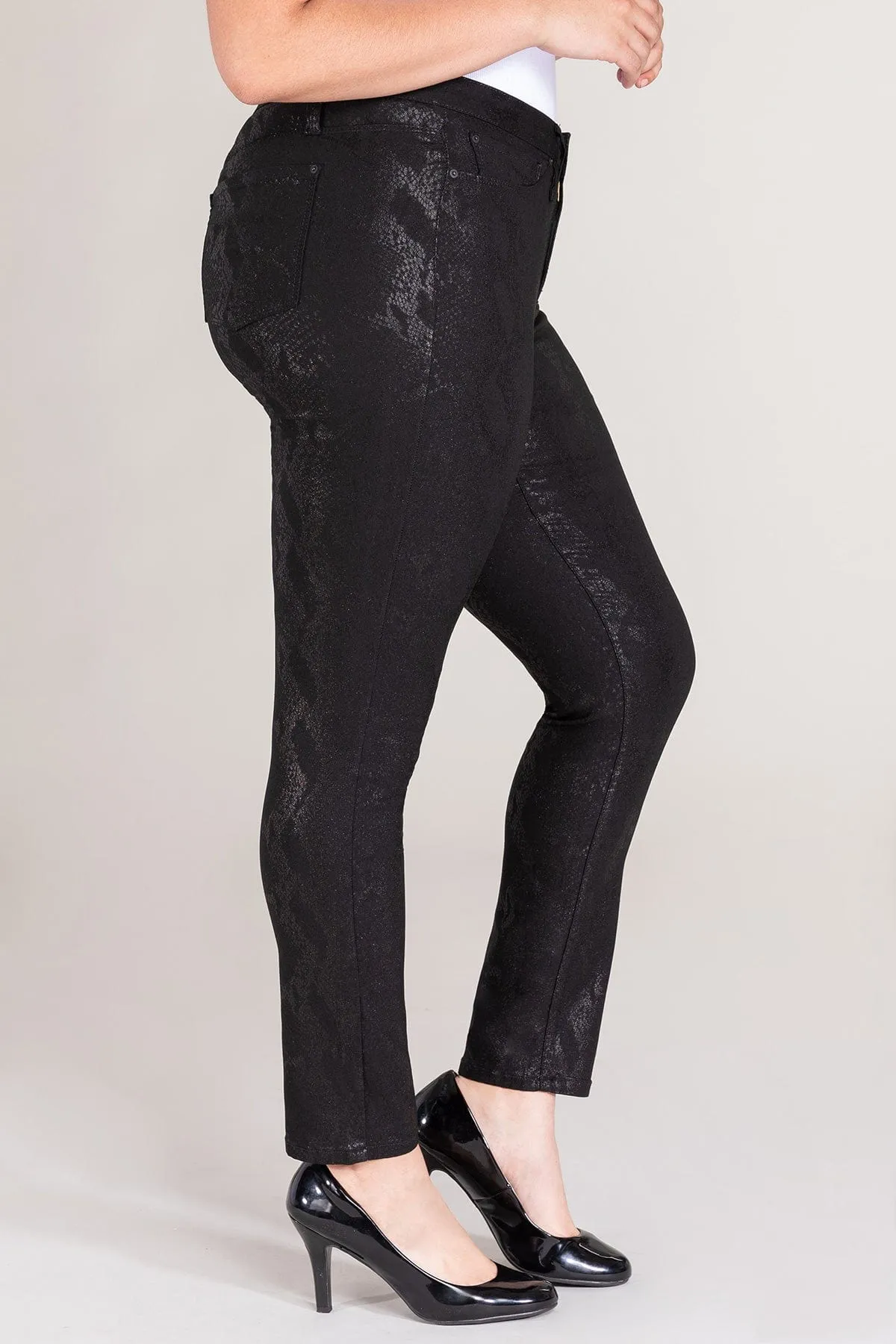 Women's Plus Size Hyperstretch Skinny Pants, Coated Snake sold by YMI product image thumbnail 4