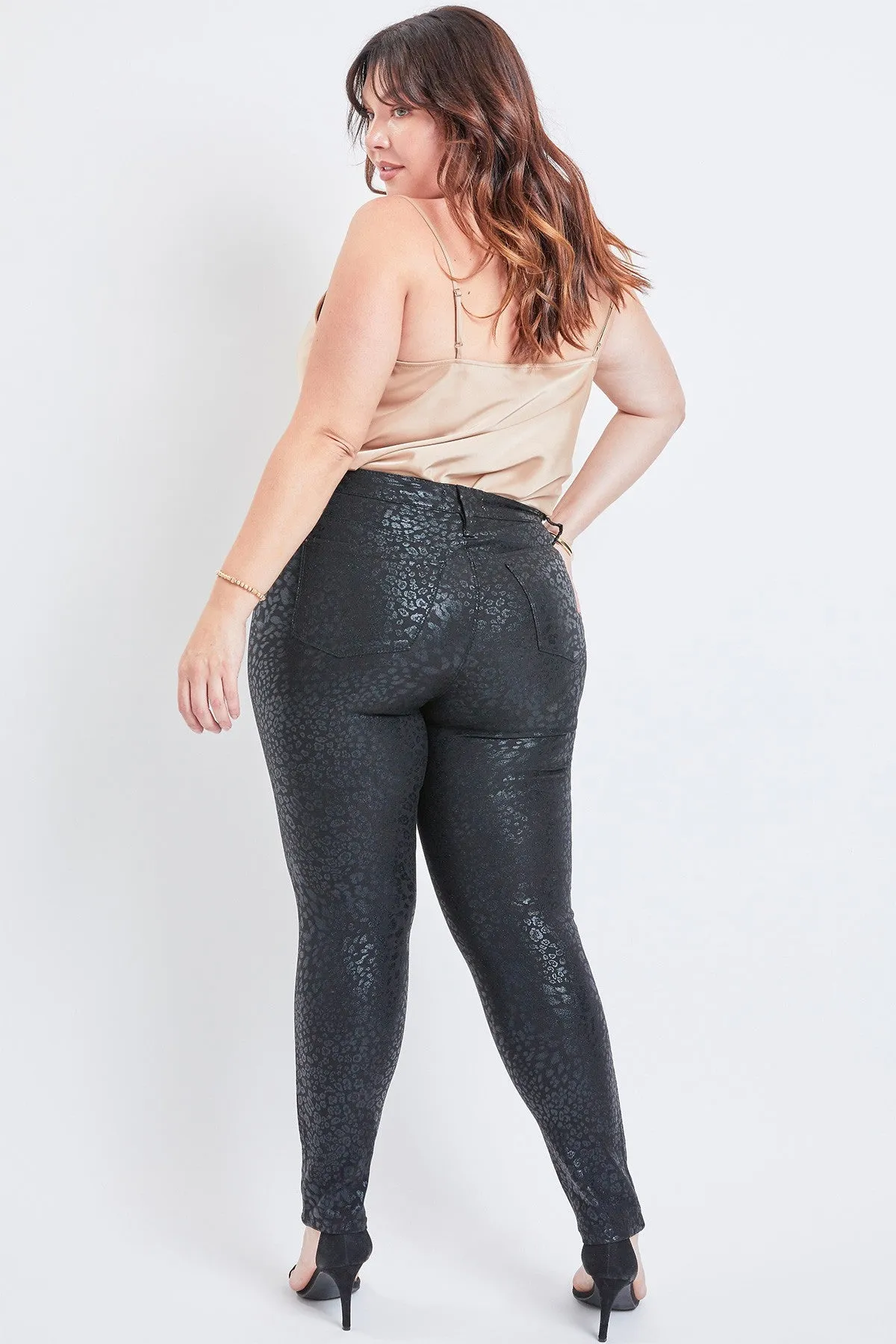 Women's Plus Size Hyperstretch Skinny Pants, Coated Cheetah sold by YMI product image thumbnail 3
