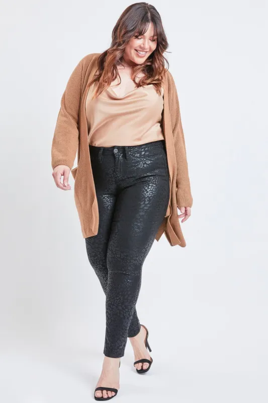 Women's Plus Size Hyperstretch Skinny Pants, Coated Cheetah sold by YMI