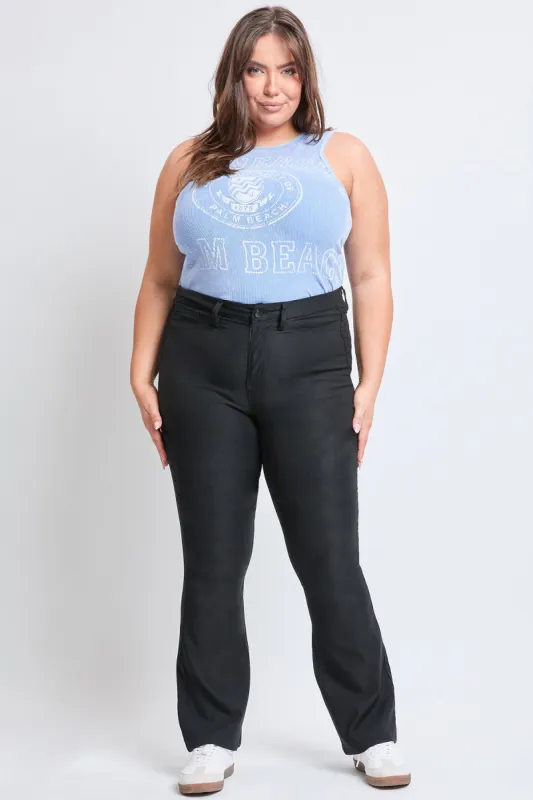 Women's Plus Size Hyperstretch Flare Pants, Black sold by YMI