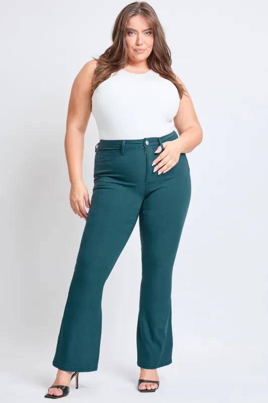 Women's Plus Size Hyperstretch Flare, Blue Steel made by YMI