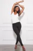 Women's Hyperstretch Mid Rise Skinny Pants, Black sold by YMI