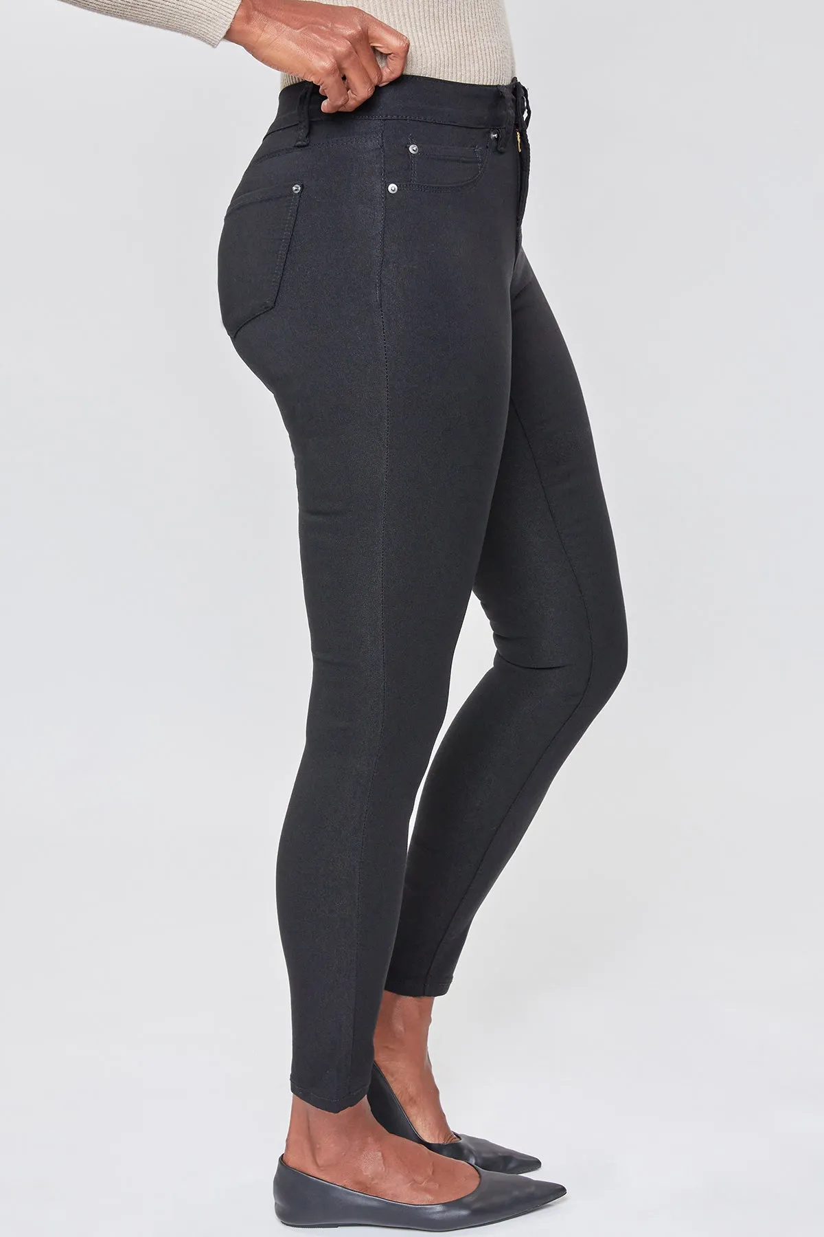 Women's Hyperstretch Mid Rise Skinny Pants, Black sold by YMI product image thumbnail 3