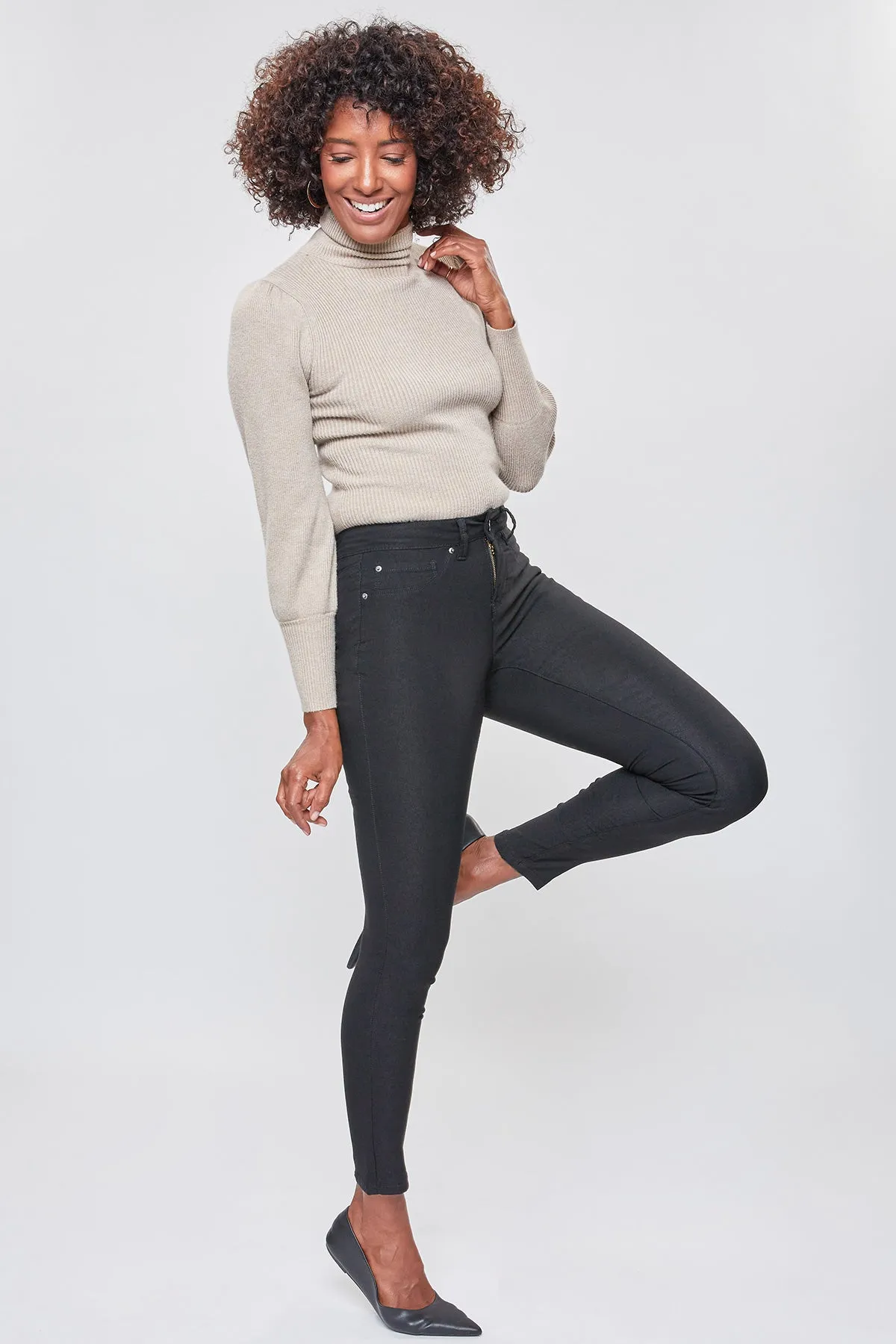 Women's Hyperstretch Mid Rise Skinny Pants, Black sold by YMI product image thumbnail 5