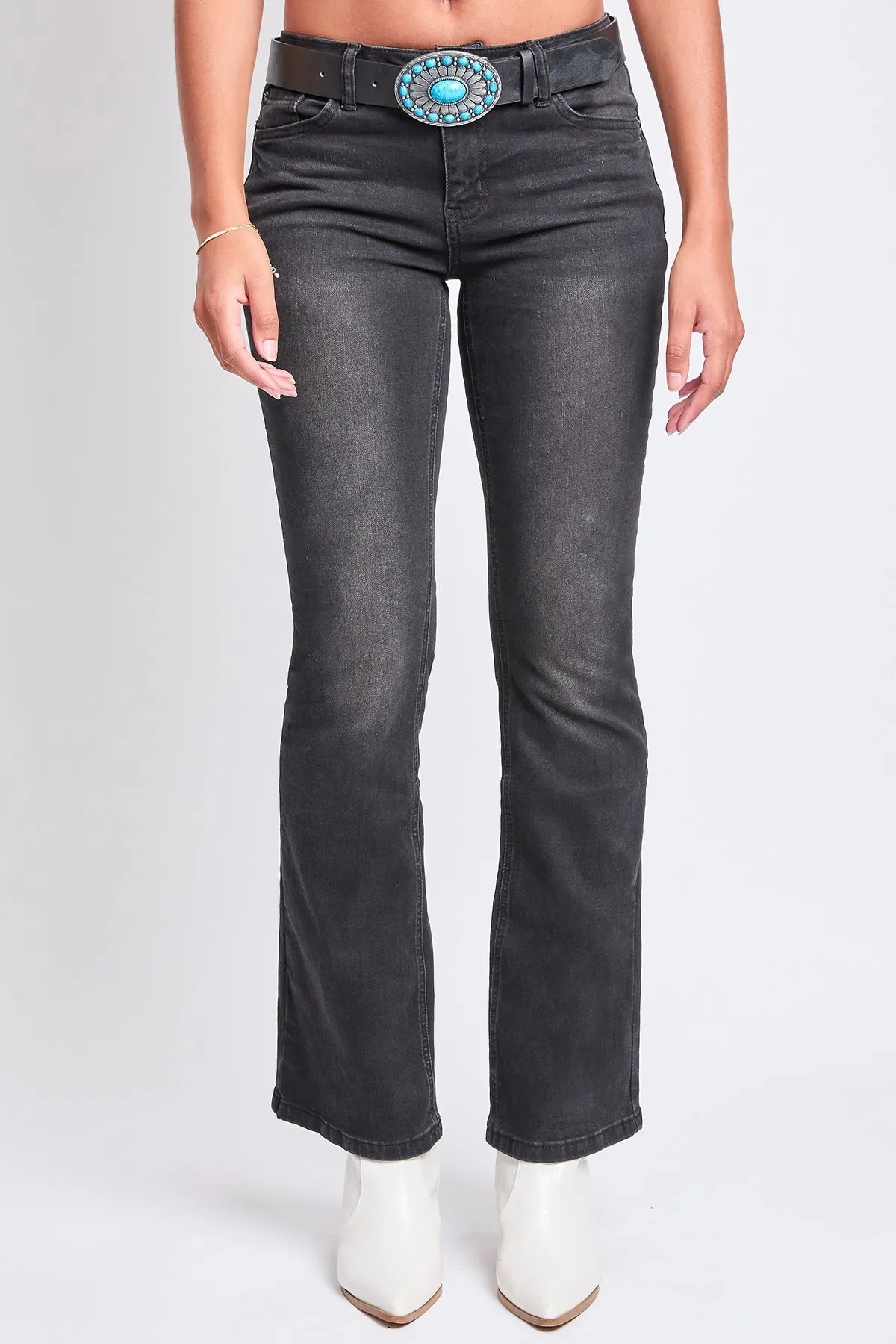 Women's Mid Rise Belted Bootcut Jeans sold by YMI product image thumbnail 2