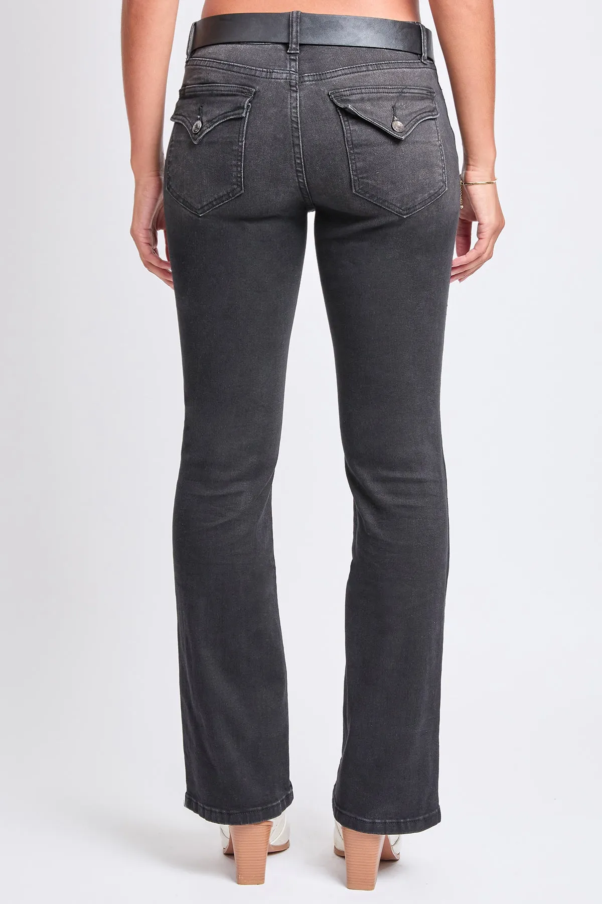 Women's Mid Rise Belted Bootcut Jeans sold by YMI product image thumbnail 4