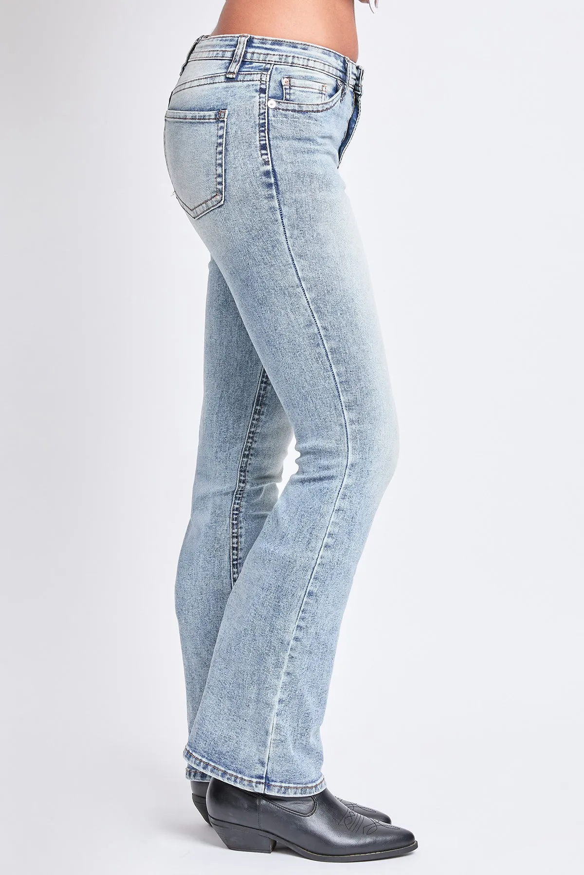 Women's Mid Rise Clean Hem Premium Stitch Bootcut Jeans sold by YMI product image thumbnail 3