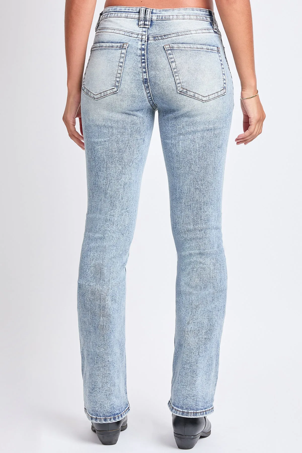 Women's Mid Rise Clean Hem Premium Stitch Bootcut Jeans sold by YMI product image thumbnail 4
