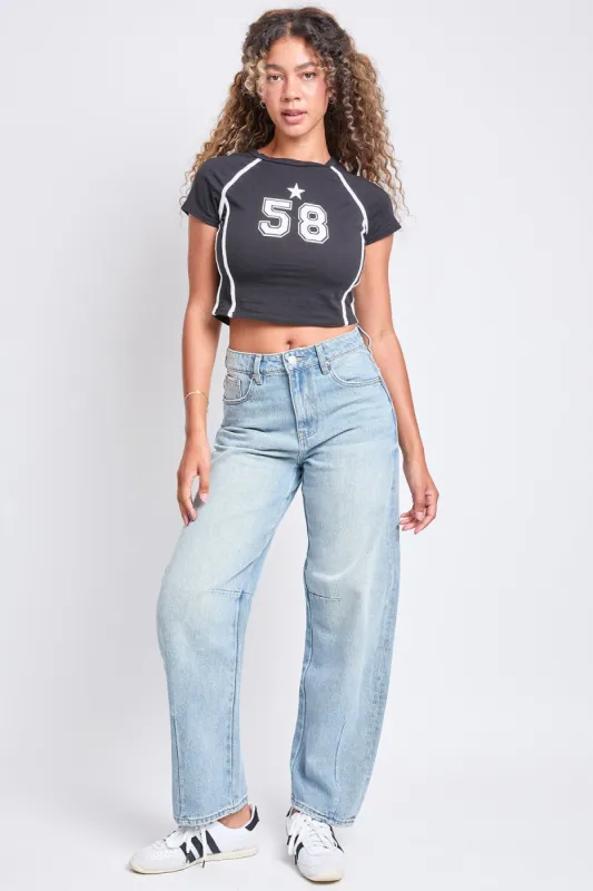 Women's Rigid Detailed Barrel Jeans sold by YMI