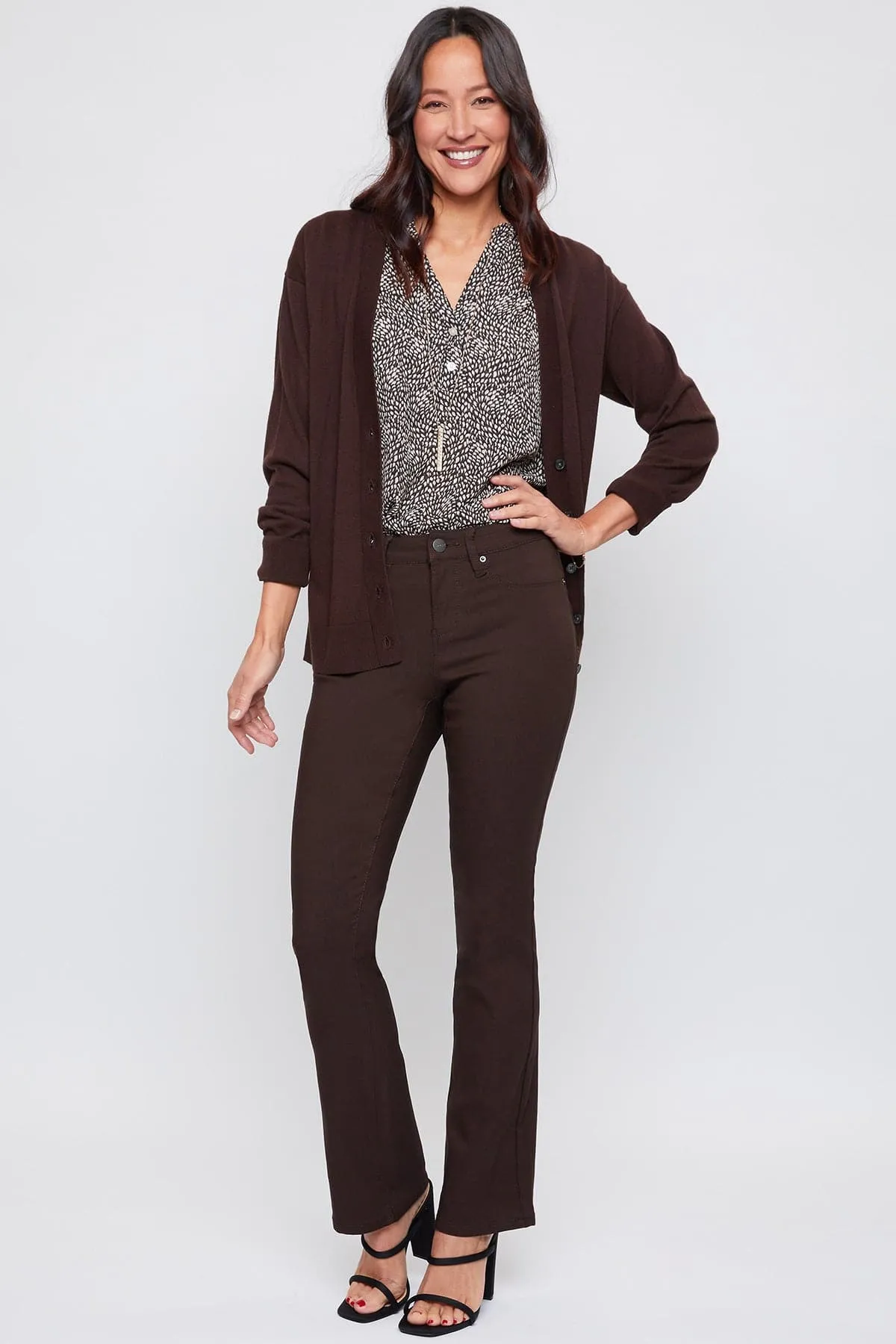 Women's Hyperstretch Bootcut Pants, Clove sold by YMI