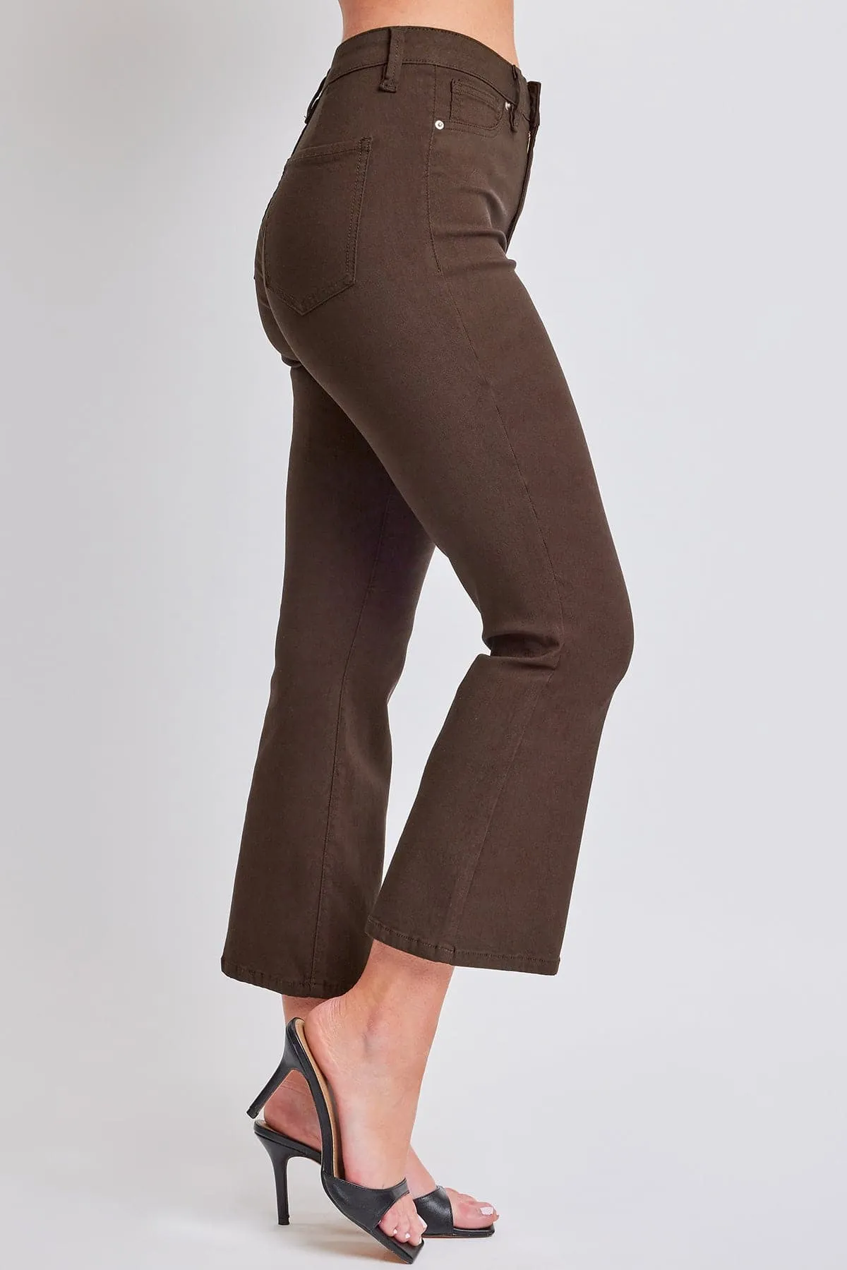 Women's Hyperstretch Cropped Kick Flare Leg Pants, Cocoa sold by YMI product image thumbnail 2