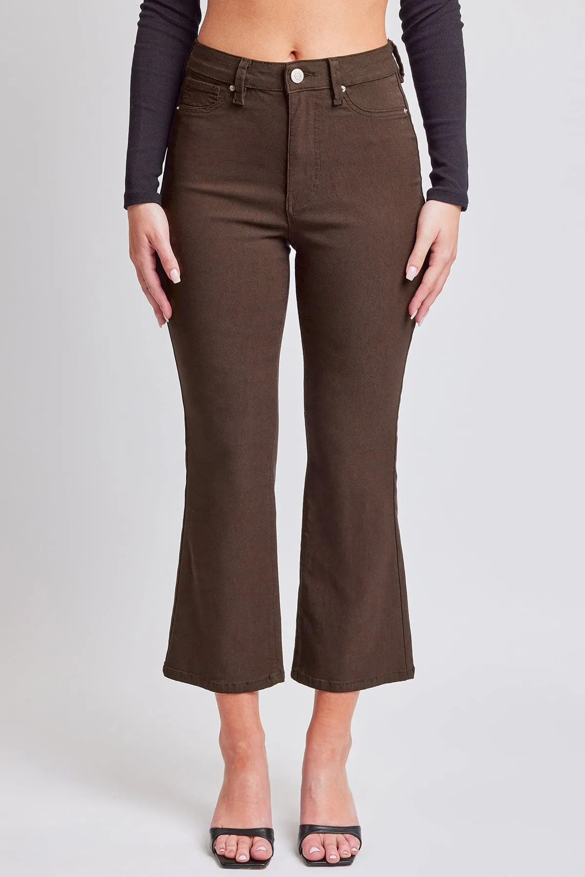 Women's Hyperstretch Cropped Kick Flare Leg Pants, Cocoa sold by YMI product image thumbnail 4