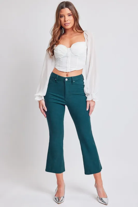 Women's Hyperstretch Cropped Kick Flare Leg Pants, Blue Steel sold by YMI