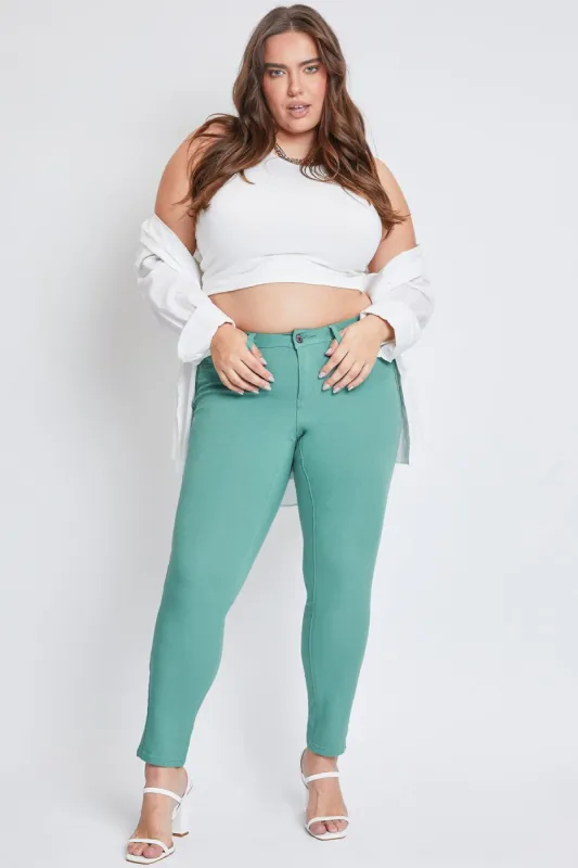 Women's Plus Hyperstretch Skinny Pants, Sea Green sold by YMI